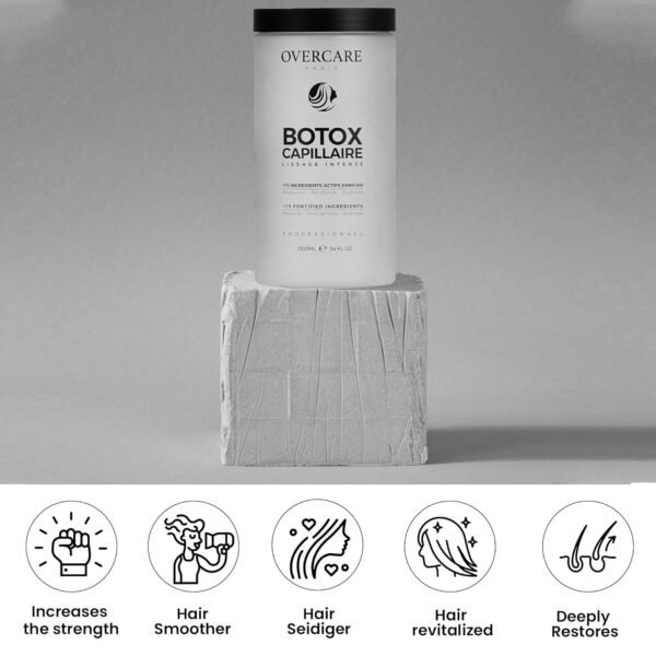 OVERCARE Botox Hair Treatment Mask | 1000ml Deep Conditioning Hair Mask for Damaged, Dry Hair | Hair Botox Treatment with Keratin for Women - Provides Deep Hydration, Shine, and Smoothness - Image 8