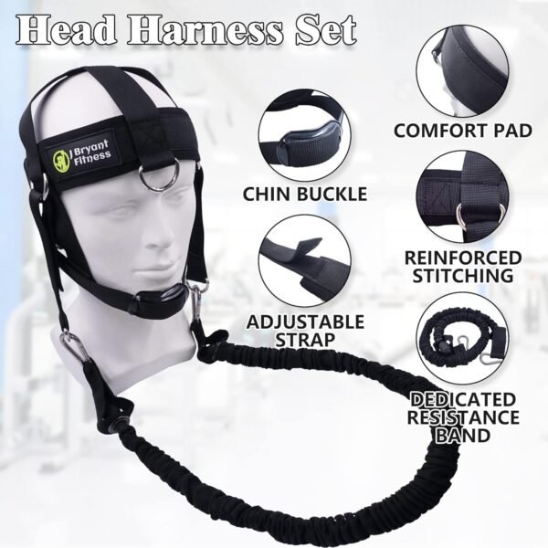 J Bryant Neck Harness Head - Weight Lifting with Resistance Tube Bands - Door Anchor Set Adjustable Neck Training Strap Exercise Equipment - Image 4