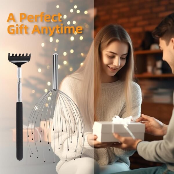 YEZY Head Massager 28 Fingers Head Scratcher Scalp Massager, Back Scratcher, Back Massager, Stocking Stuffers for Head Massage Back Massage (Silvery) - Image 10
