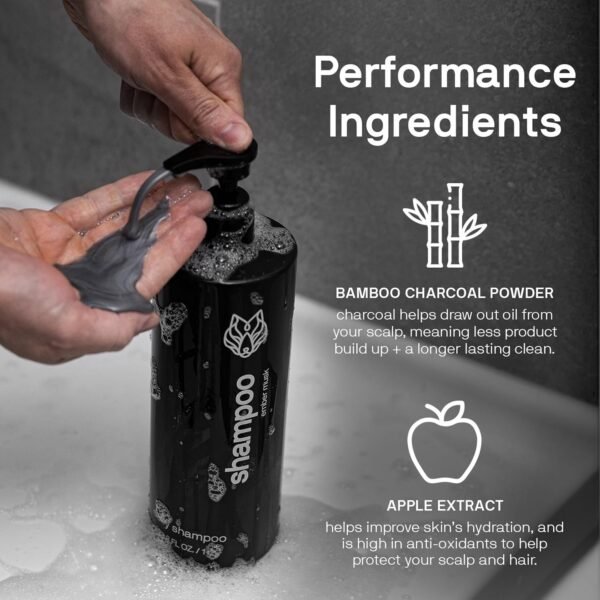 Black Wolf Everyday Men’s Shampoo & Conditioner Set, 12 Fl Oz - Charcoal Powder Cleanses Scalp and Fights Dirty & Greasy Hair - Thick & Rich Lather Daily Shampoo and Conditioner - For All Hair Types - Image 4
