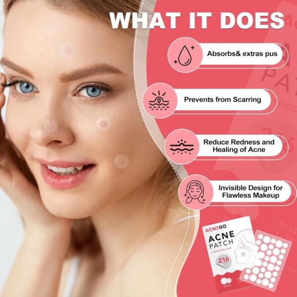 216 Counts Pimple Patches for Face, Hydrocolloid Acne Patches Zit Patches for Face Acne Spot Treatment Patch Cystic Acne Treatment Stickers Blemish Hydrocolloid Patches for all Skin Type - Image 4