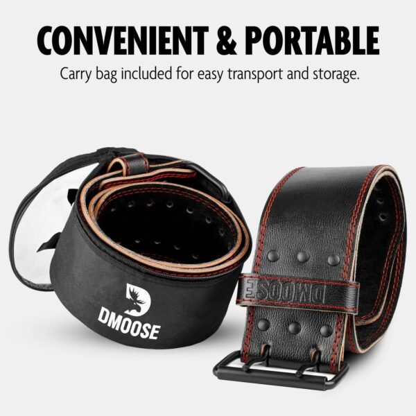 DMoose Fitness Weight Lifting Belt for Men and Women - 5mm Thick Genuine Leather with Secure Double Prong Buckle - Gym Belt for Weightlifting, Bodybuilding, Powerlifting, Squats and Deadlifts - Image 6