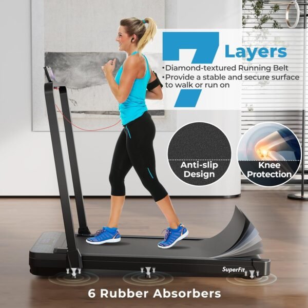 Goplus 2 in 1 Folding Treadmill, 300 LBS Capacity Walking Pad with Handle Bar, Under Desk Treadmill with Remote & APP Control and LED Display, Foldable Portable Treadmills for Home Small, Office - Image 5