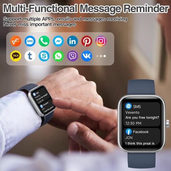 Smart Watch for Men Women with Bluetooth Call,Alexa Built-in Smartwatch,1.83"DIY Dial Fitness Watch with Sleep Heart Rate SpO2 Monitor,100+ Sport Mode,IP68 Waterproof Watch Compatible with Android iOS - Image 4
