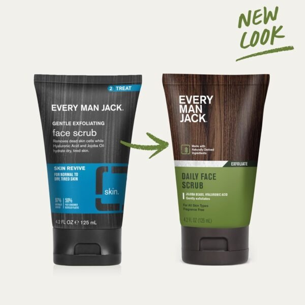 Every Man Jack Gentle Exfoliating Face Scrub For Men- Exfoliate Away Dead Skin, Moisturize, and Revive Tired Skin with Jojoba Beads, Hyaluronic Acid, and Caffeine - 4.2 oz Men’s Face Scrub -Twin Pack - Image 8