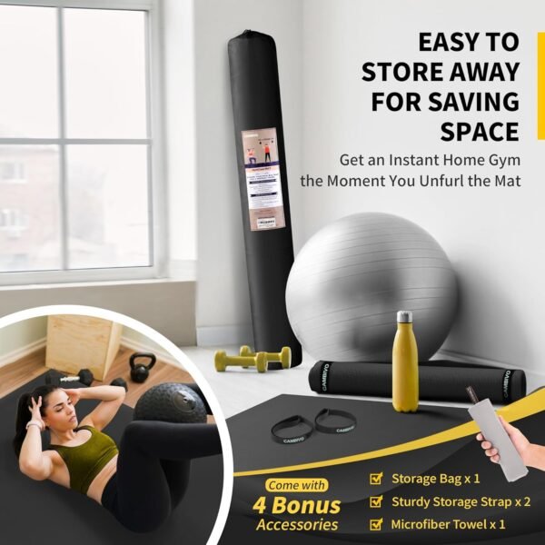CAMBIVO Large Exercise Mats for Home Workout, 6' x 4' x 7 mm Extra Thick Workout Mats for Home Gym, Gym Mats for Jump Rope, Weights, Cardio, Fitness, Shoe-Friendly - Image 8