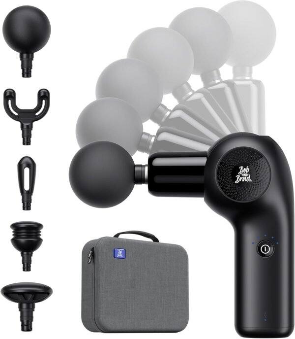 BOB AND BRAD D2 Mini Massage Gun with 6 Adjustable Angle, Small Deep Tissue Massage Gun, Travel Portable Percussion Muscle Massager Gun with 5 Speeds and 5 Replacement Heads, FSA and HSA Eligible - Image 2