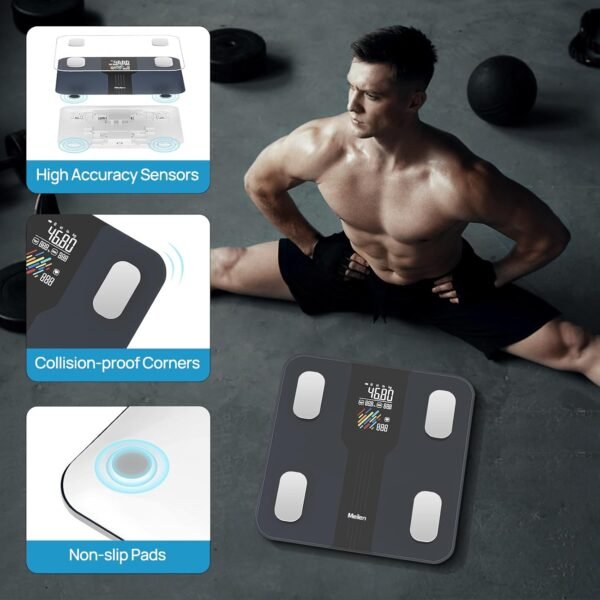 Scale for Body Weight,High Precision Digital Body Fat Analyzer, VA Large LED Smart Bathroom Scale, with BMI Heart Rate, 15 Body Composition, Sync Fitness App, Maximum Measuring Range 400lb - Image 7