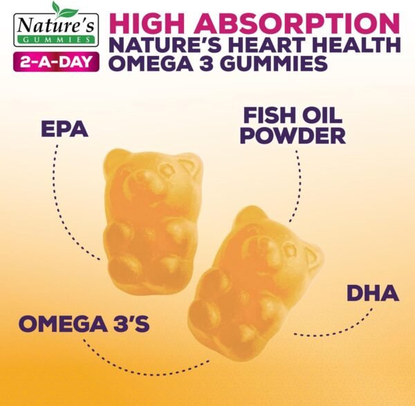 Omega Fish Oil Gummies - Delicious Orange Flavor Fish Oil Omega 3 Supplements with Heart Healthy EPA & DHA Fatty Acids for Heart, Joint & Brain Support - Omega 3 Fish Oil Gummy Vitamins - 120 Gummies - Image 4