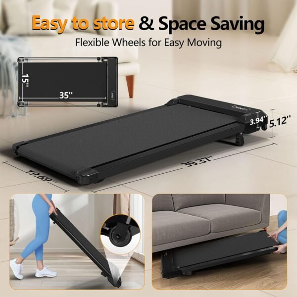 Walking Pad Treadmill with Incline,Under Desk Treadmill with Incline 2 in 1 for Walking and Jogging,2.5HP Compact Incline Walking Pad for Home Office with Remote Control - Image 7