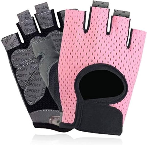 Workout Gloves Breathable Non-Slip Silica Gel Grip Pink Fingerless Exercise for Men Women Weight Lifting Yoga Dumbbell Bodybuilding Cycling Sport - Image 2