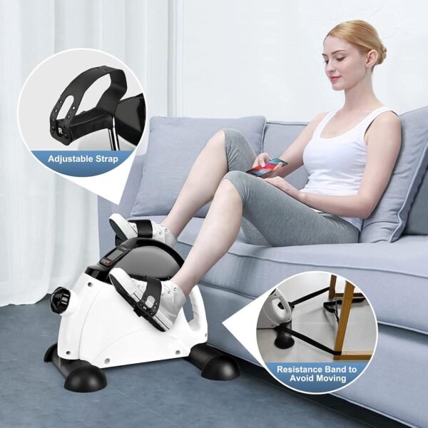 Under Desk Bike Pedal Exerciser Portable Home Exercise Bike Pedal Exerciser Foot Peddler Portable Therapy Bicycle Leg Peddler Portable Mini Cycle Bike for Hands Arm Trainer - Image 8