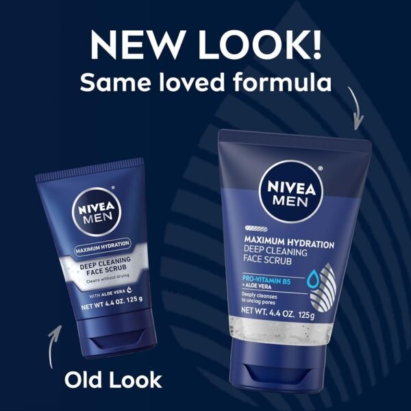 NIVEA MEN Maximum Hydration Deep Cleaning Face Scrub With Aloe Vera, 3 Pack of 4.4 Oz Tubes - Image 3