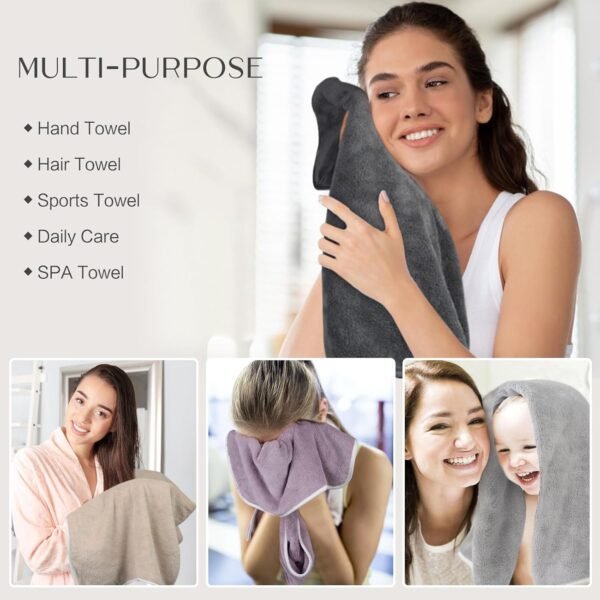 KinHwa Bathroom Hand Towels Absorbent Gym Towels Luxury Soft Face Towel Lightweight Microfiber Wash Towels Ideal for Hair Spa and Sports Light-Gray 4 Pack - Image 7