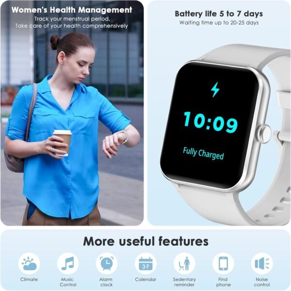 Fitness Tracker 2024 (Answer/Make Call),Smart Watch with 24/7 Heart Rate Blood Oxygen Monitor,Sleep Tracker,100+ Sports Modes,Pedometer,IP68 Waterproof Activity Trackers for Android&iPhone Women Men - Image 7