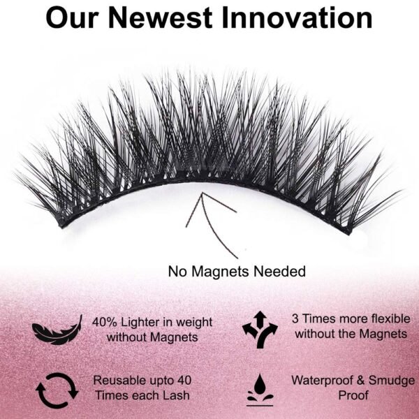 Luxillia 8 Piece Eyelash Magnetic Lashes with Eyeliner (Clear and Black) - Natural Looking False Magnetic Eyelashes Kit with Waterproof Liquid Liner Applicator, 8D, 3D Look, Reusable Fake Eye Lash - Image 6