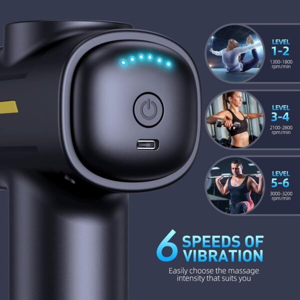Massage Gun,Massage Gun Deep Tissue for Pain Relief with 7 Massage Heads & 6 Speeds and Carrying Case (Black) - Image 7