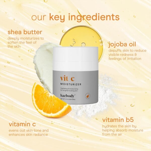 Baebody Made in USA Vitamin C Face Moisturizer - Brightening Vitamin C Cream Moisturizer with Jojoba Oil - Anti Aging and Hydrating (1.7 fl oz/50 ml) - Image 4