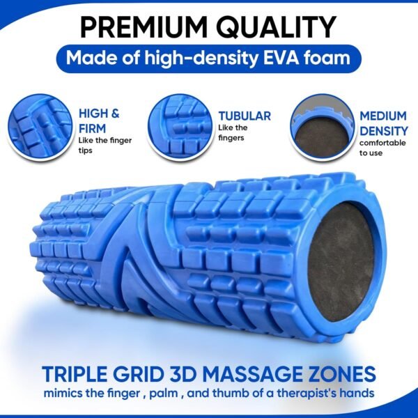Foam Roller Patented Multi Phase Roller, 5 Year Warranty Firm High Density EVA Foam 6x13, Myofascial Release, Deep Muscle and Spinal Stabilization,Relieve Muscle Tensions (Blue, 6x13) - Image 2