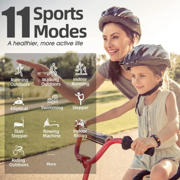 Fitness Tracker Watch for Kids, IP68 Waterproof Activity Tracker,Sleep Tracking, 11 Sport Modes Calorie Step Counter with Alarm Clock and Reminder, Great Gift for Boys Girls Teens - Image 3
