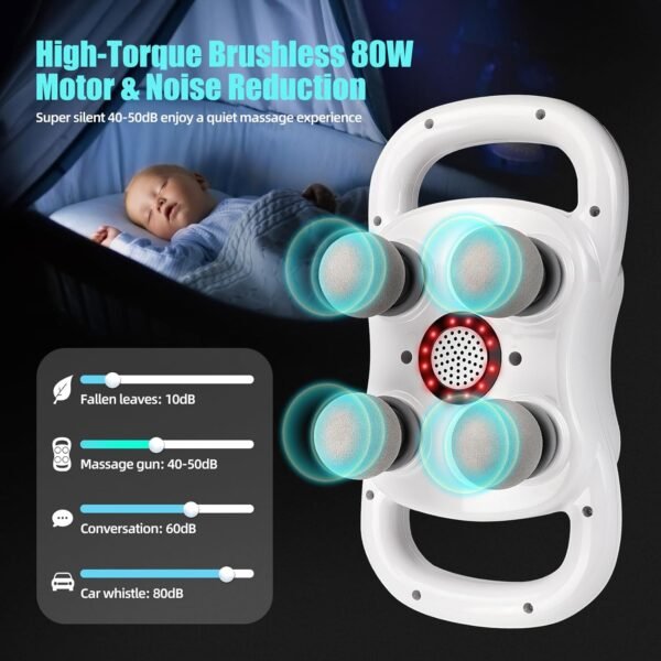 DEITY Massage Gun Deep Tissue, 4-Heads Handheld Electric Body Massager, Percussion Massager for Pain Relief in Back, Leg, Neck, Shoulder and Body, Relax Perfect Gifts for Man Women, White - Image 7