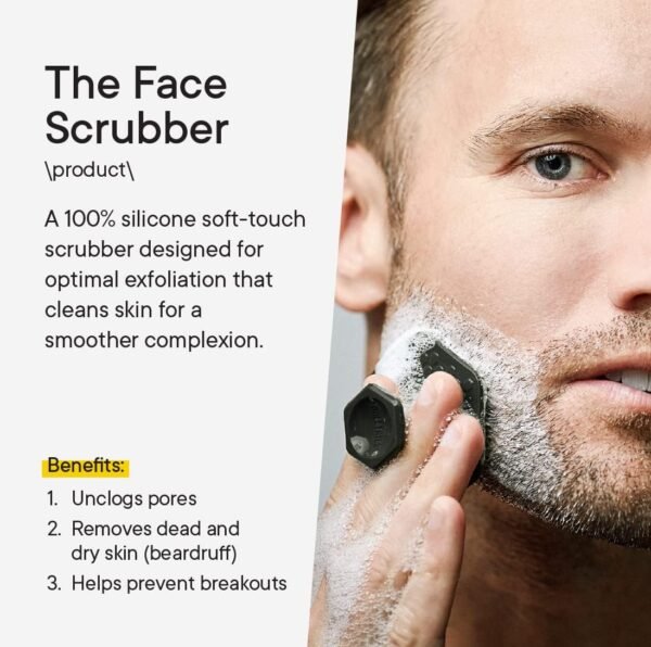 Tooletries - Men's Face Scrubber & Holder - Silicone Exfoliator Facial Cleansing Brush with Shower Storage Grip - Removes Dead & Dry Skin - Long Lasting Bathroom & Shower Accessories - Charcoal - Image 5