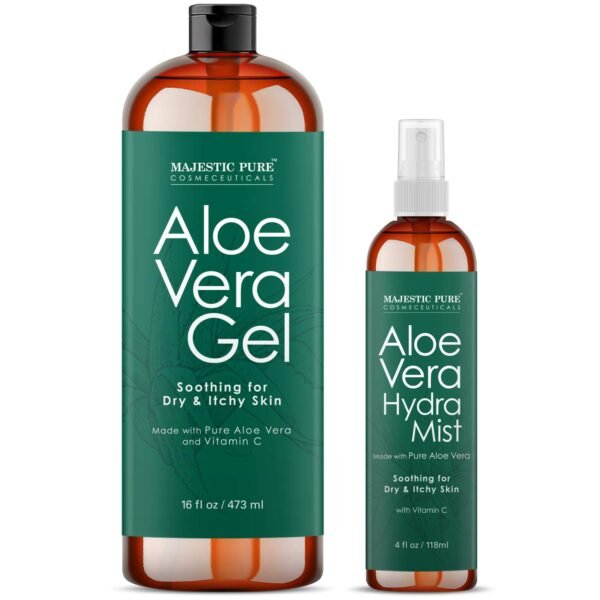 Majestic Pure Aloe Vera Gel and Mist Super Combo - 16 oz Gel and 4 oz Hydra Spray - 100 Percent Pure and Natural Cold Pressed Aloe Vera for Hair Growth, Face, Body and Skin - Image 2