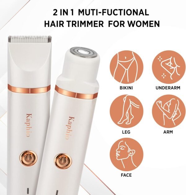 Electric Bikini Trimer Shaver Women: 2 in 1 IPX7 Waterproof Wet & Dry Use Body Hair Trimmer and Facial Hair Remover - Rechargeable Hair Removal Kit for Bikini Underarm Leg Arm Body Face - Image 8