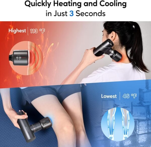 arboleaf Massage Gun Head with Heat and Cool, Hot and Cold Massage Gun Head for Muscle Pain Relief Deep Tissue Muscle Massager Accessories Rechargeable Heated Gun Head - Image 8