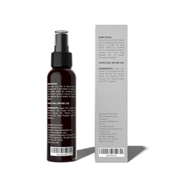 Aberlite Heat Shield Heat Protectant Spray, 4oz - Argan Oil Scent, Moisturizes, Softens and Protects Hair from Heat Damage, Made with 100% Natural Ingredients, Ideal for Men and Women - Image 3