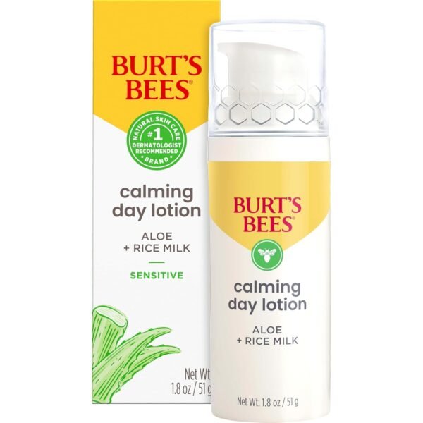 Burt's Bees Calming Day Face Lotion With Aloe and Rice Milk, Soothing Face Lotion for Sensitive Skin, 98.9 Percent Natural Origin Skin Care, 1.8 oz. Bottle - Image 2