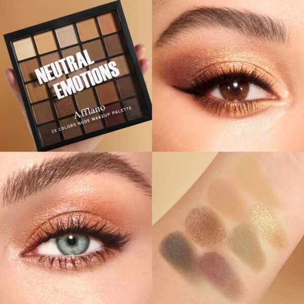 Nude Neutral Eyeshadow Palette, 25 Color Matte Shimmer Brown Gold Eye Shadow Palette, Pigment Naked Smokey Natural Eyeshadow Palette for Brown Eyes, Long Lasting Blendable Hypoallergenic Makeup Pallet - Image 4