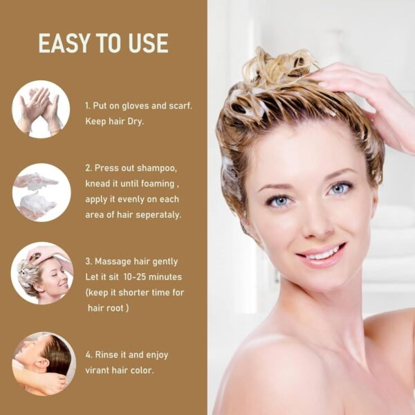 Fvquhvo Dark Coffee Hair Dye Shampoo for Gray Coverage, Argan Oil Instant Hair Color Shampoo, Semi-Permanent Brown Hair Shampoo, Long Lasting Brown Hair Dye (Dark Coffee) - Image 8