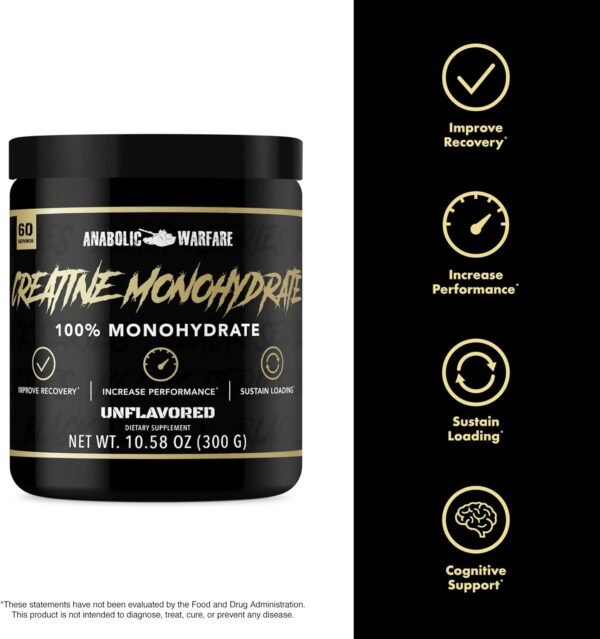Anabolic Warfare Creatine Monohydrate, Post Workout Recovery, Increase Performance, Sustain Loading, Premium Creatine* (60 servings) - Image 5