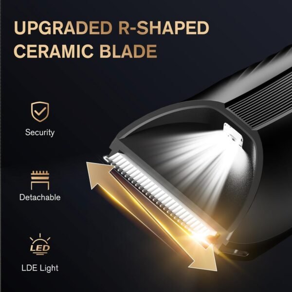 Manscape Trimmer for Men, Electric Body Hair Trimmer, IPX7 Waterproof Ball Trimmer Men with 2 Speeds, LED Light, Wet/Dry Groomer,USB-C Rechargeable with Travel Bag, Men’s Pubic, Groin and Body Shaver - Image 4