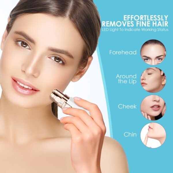 Eyebrow Facial Trimmer: 2 in1 Rechargeable Facial Hair Removal and Eyebrow Shaver - Face Lips Body Painless Facial Razor with Built-in LED Light (White) - Image 5