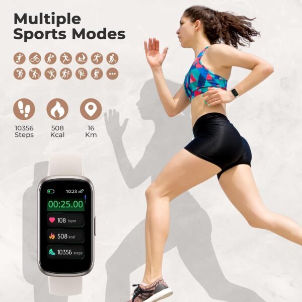 Fitness Tracker with 24/7 Heart Rate, Blood Oxygen, Sleep Monitor, 3ATM Waterproof Fitness Watch/Smart Watch/Activity Tracker, Pedometer/Step Counter, Calorie Tracker for Women Men, Starlight - Image 4