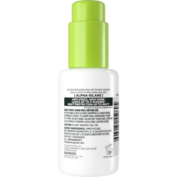 Garnier Fructis Sleek and Shine Sleek and Stay Hair Serum for Frizzy, Dry Hair, Heat Protectant Formulated with Alpha Silane, 1.7 Fl Oz - Image 13