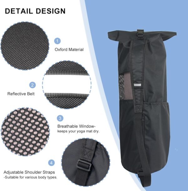 Explore Land Oxford Yoga Mat Storage Bag with Breathable Mesh Window and Large Pocket - Image 5