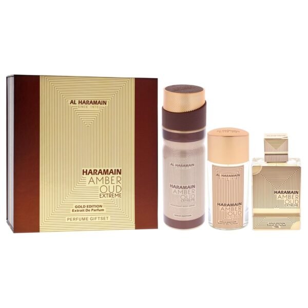 Al Haramain Amber Oud - Gold Edition Extreme for Unisex - 3 Pc Gift Set 2.5oz Extrait De Parfum Spray, 1oz Extrait De Parfum Spray, 6.6oz Body Spray - Image 4