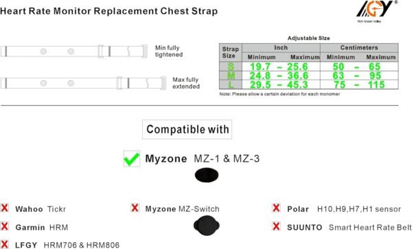 Chest Strap Heart Rate Monitor Replacement Strap Adjustable Chest Band Compatible with Myzone MZ-3 Strap MZ-1 Strap Medium Red - Image 3