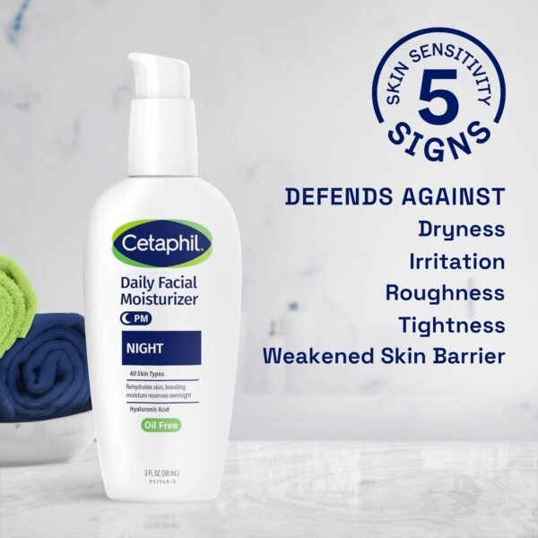 Cetaphil Night Moisturizer for Face, Hydrating Facial Moisturizer with Hyaluronic Acid, For All Skin Types, Lightweight and Non-Comedogenic, Dermatologist Recommended for Sensitive Skin, 3oz - Image 6