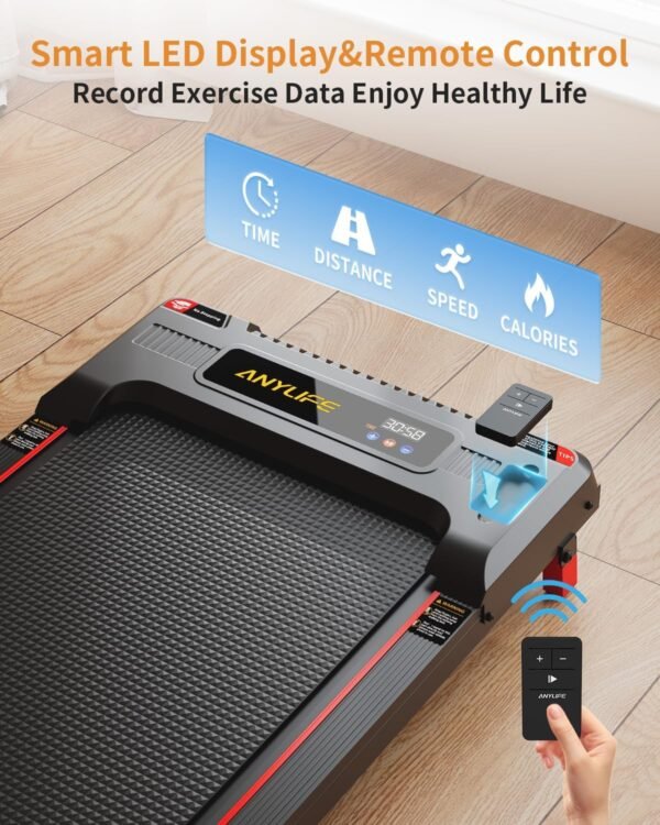 Walking Pad Treadmill, Anylife Incline Walking Pad Under Desk Treadmill 330lb Capacity, 2.5HP Portable Treadmills for Home, Compact Treadmill Small Running Pad with LED Display, Remote Control - Image 6