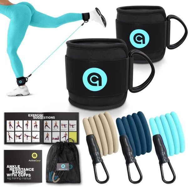 ActiveGear Ankle Resistance Bands with Cuffs - Ideal for Glutes, Legs & Core Workouts, Kickback Ankle Strap Set for Home Workout Equipment & Gym Fitness for Women and Men - Image 2