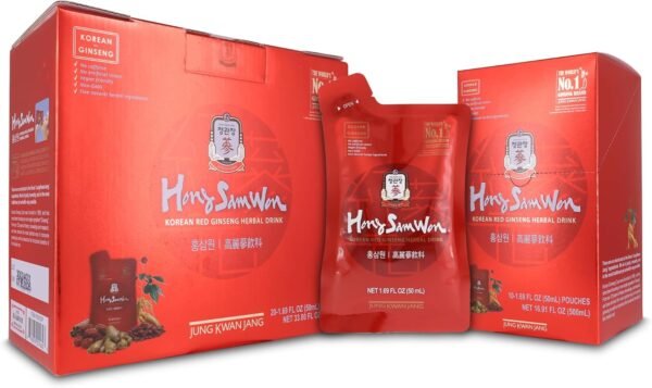 JungKwanJang HongSamWon Korean Red Ginseng Herbal Drink | Energy Drink, Pre Workout, Ginseng Supplement, Herbal Tea | Korean Red Ginseng Extract, Jujube, Ginger, Cinnamon | Vegan Friendly | 20 Count - Image 2