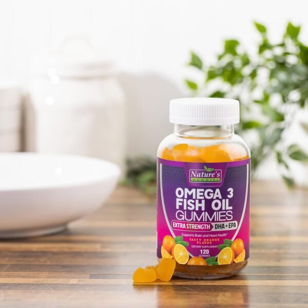 Omega Fish Oil Gummies - Delicious Orange Flavor Fish Oil Omega 3 Supplements with Heart Healthy EPA & DHA Fatty Acids for Heart, Joint & Brain Support - Omega 3 Fish Oil Gummy Vitamins - 120 Gummies - Image 9