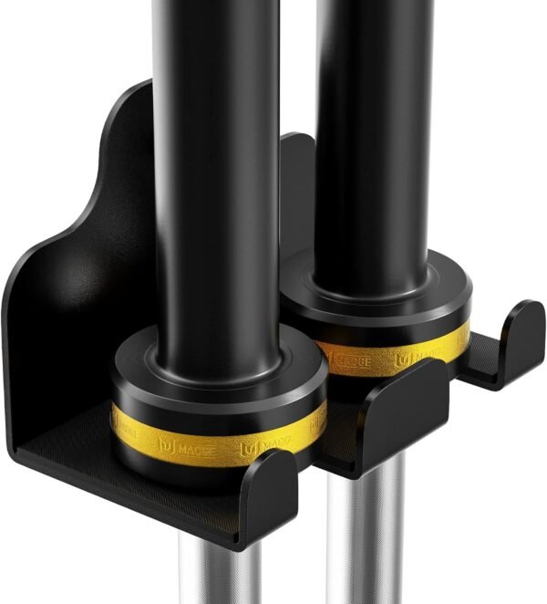 Olympic Barbell Hanger,Garage Gym Bar Wall Rack,Vertical Barbell Mount Rack,Black Powder Coated,Space Saving Commercial or Home Gym Accessory,Holds Under 33mm Bar Size - Image 2