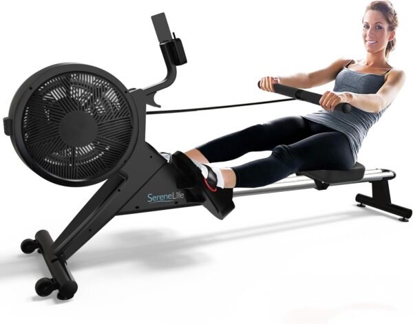SereneLife Exercise Folding Rowing Machines Magnetic - 16Level Magnetic & Air Resistance Rowing Machine, Foldable Travel Portable Rower Fitness Machine w/Bluetooth, LCD, Fitshow Mobile App - Image 2