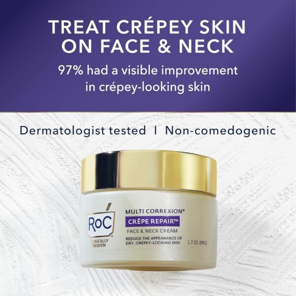 RoC Crepe Repair Anti Aging Daily Face Moisturizer & Neck Firming Cream (1.7 oz) + RoC Retinol Wrinkle Smoothing Capsules (7 CT), Skin Care Routine for Women and Men - Image 3