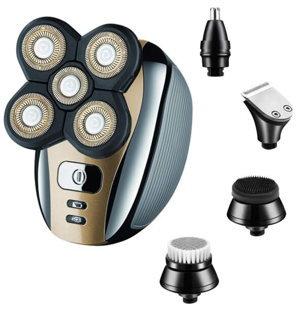 Electric Razor for Men Head Shaver for Bald Men Grooming Kit 5 in 1 Wet Dry Rotary Shavers Nose Hair Beard Trimmer Clippers Facial Cleansing Brush Cordless Waterproof USB Charging Rechargeable - Image 5